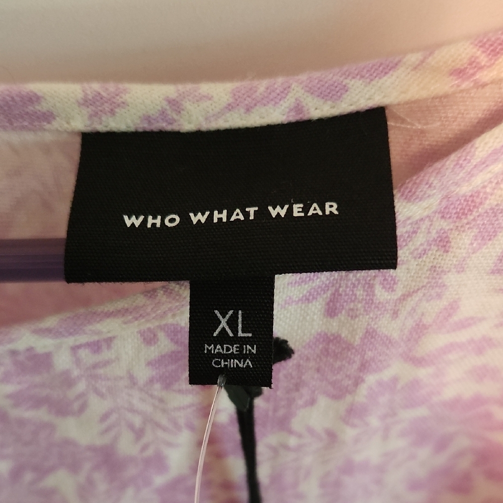 Who What Wear Pink Puff Sleeve Midi Sundress - Picture 2 of 5
